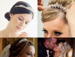 Žanro klasika: kuriame nepriekaištingas vestuvines šukuosenas su diadema ir šydu įvairaus ilgio plaukams Šukos su tiara